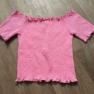 H&M pink tight fit off the shoulder short sleeve